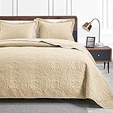 Love's cabin Twin Quilt Set Camel Bedspreads - Soft Bed Fall Lightweight Bedspread Comforter - Modern Style Coin Pattern Coverlet for All Season - 2 Pieces (1 Quilt, 1 Pillow Sham)