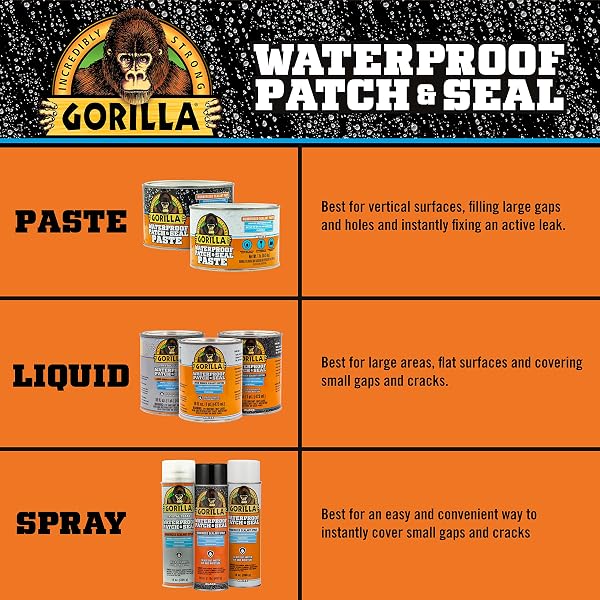 GORILLA PATCH & SEAL LIQUID RUBBER WATERPROOF SEALANT, BLACK, 32 OUNCE (PACK OF 1) – SEALS OUT WATER, AIR, AND MOISTURE