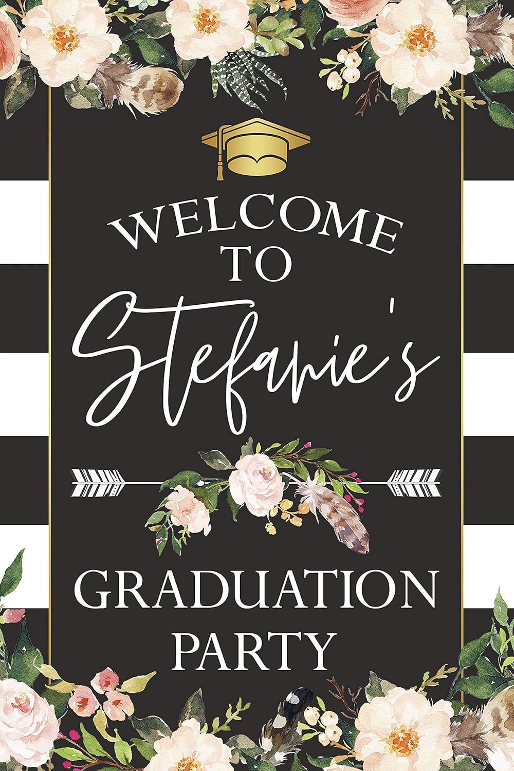 Party Supplies Personalized Welcome Sign Graduation Party Floral Grad Party Bohemian Graduation Poster Class Of 2019 Wall Decor Size 36x24 Handmade Party Supply Boho Graduation Party Sign 18x24 Handmade Products