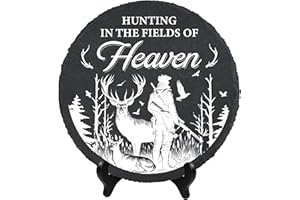 DIGIKAZZ Hunting Memorial Stone, Hunting in The Fields of Heaven, Sympathy Gifts Hunters Stone for Loss of Dad, Grandpa, Brother, Son on Fathers Day, Christmas