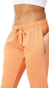 Light & Shade Fleece Joggers for Women Drawstring Waist Orange M view 3