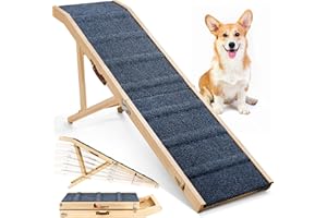 𝟐𝟎𝟐𝟓 𝐔𝐩𝐠𝐫𝐚𝐝𝐞𝐝 Dog Ramp for Bed, L64 Foldable Pet Ramp for Small Large Dogs, Dog Ramps for High Beds Car, High Tra