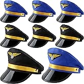 SGBETTER 8 Pack Kids Pilot Hats Airplane Captain Hat Airline Pilot Hat for Boys Girls Halloween Party Costume Accessory
