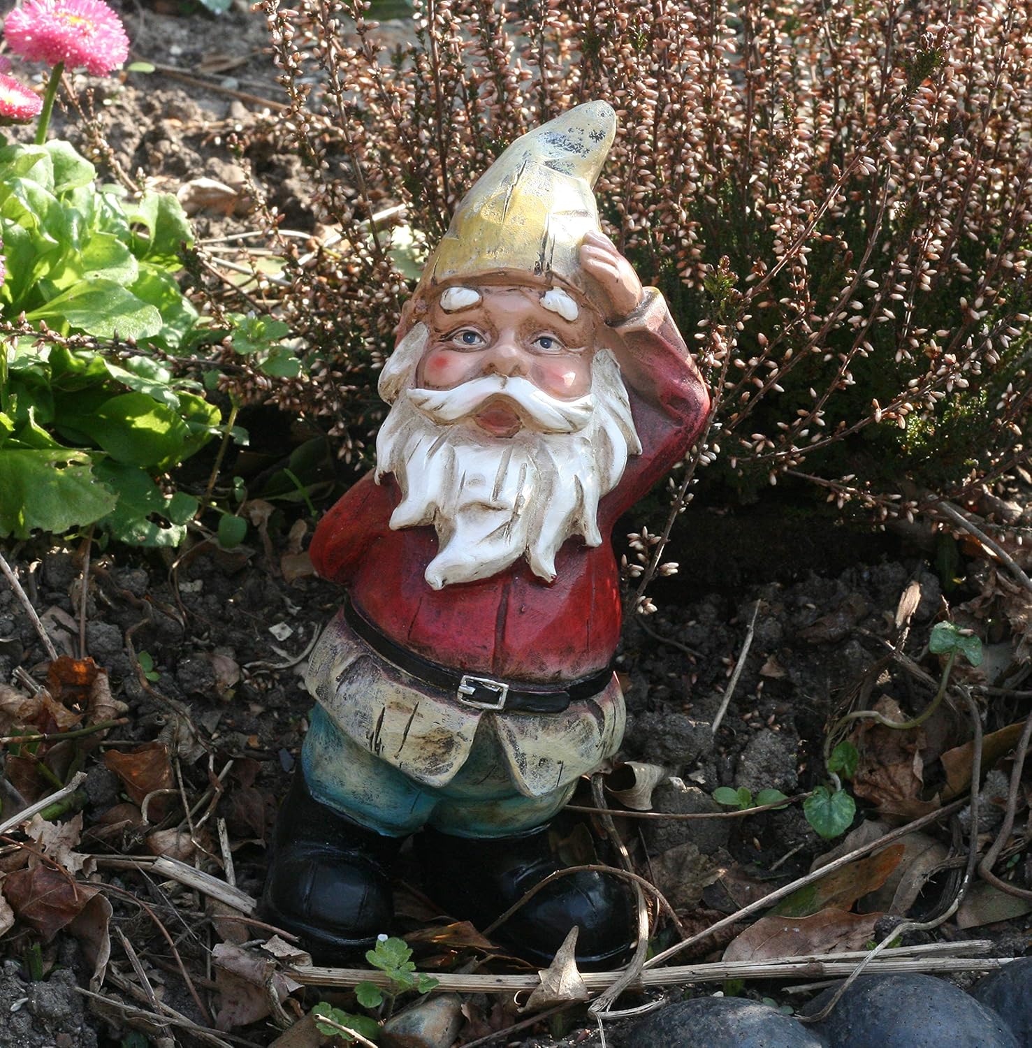 Traditonal Quizzical Gnome Garden decoration, garden gnome Amazon.co
