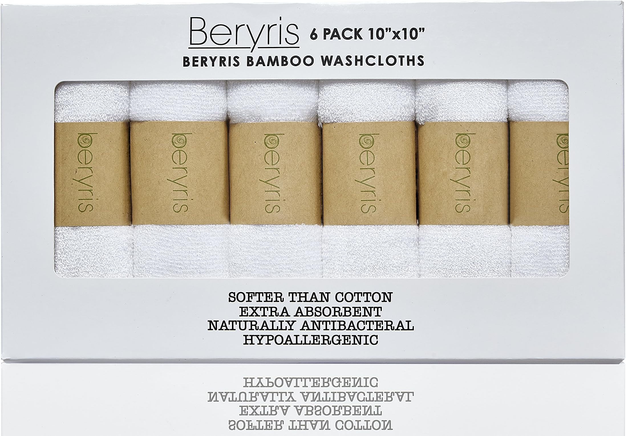 Bamboo Washcloths (6-pack)-Baby Washcloth - Ultra-Soft & Absorbent Towels For Baby’s Sensitive Skin - Size 10”x10” Wipes - Baby Shower and Registry Gift- Naturally Antibacterial, Hypoallergenic
