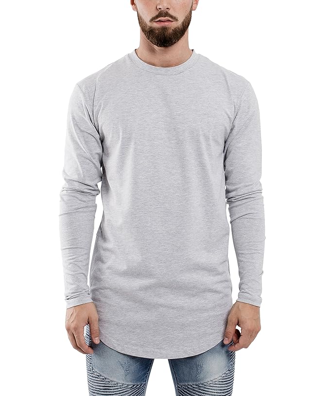 Blackskies Side Zip Langarm T-Shirt | Langes Oversize Fashion Basic Longsleeve Herren Longshirt Long Tee mit Reißverschluss -