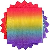 Rainbow Napkins - 50 Pack Disposable Birthday Paper Napkins Rainbow Ombre Gradient for Pride Month Party Supplies - 6.5" x 6.5" inches.
