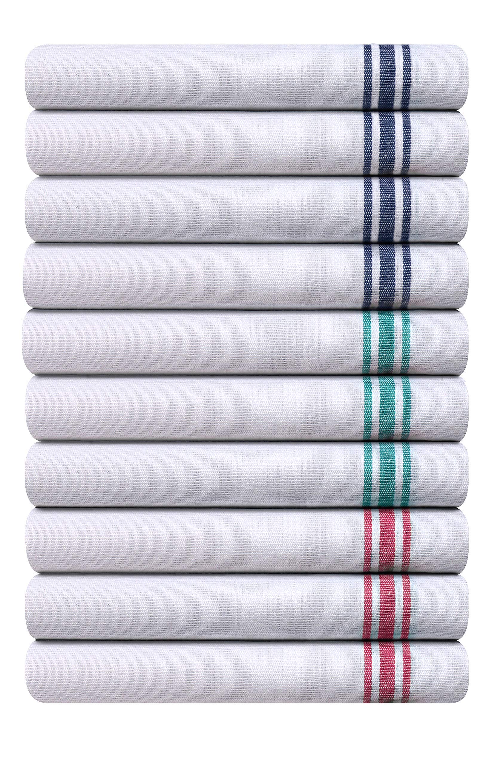 Pack of 10 Professional Catering Tea Towels – Heavy Duty Construction – Absorbent & Quick Dry – High Density Weave- Fade Resistant – Lint Free & No streaks - Bar, Restaurant Cloth