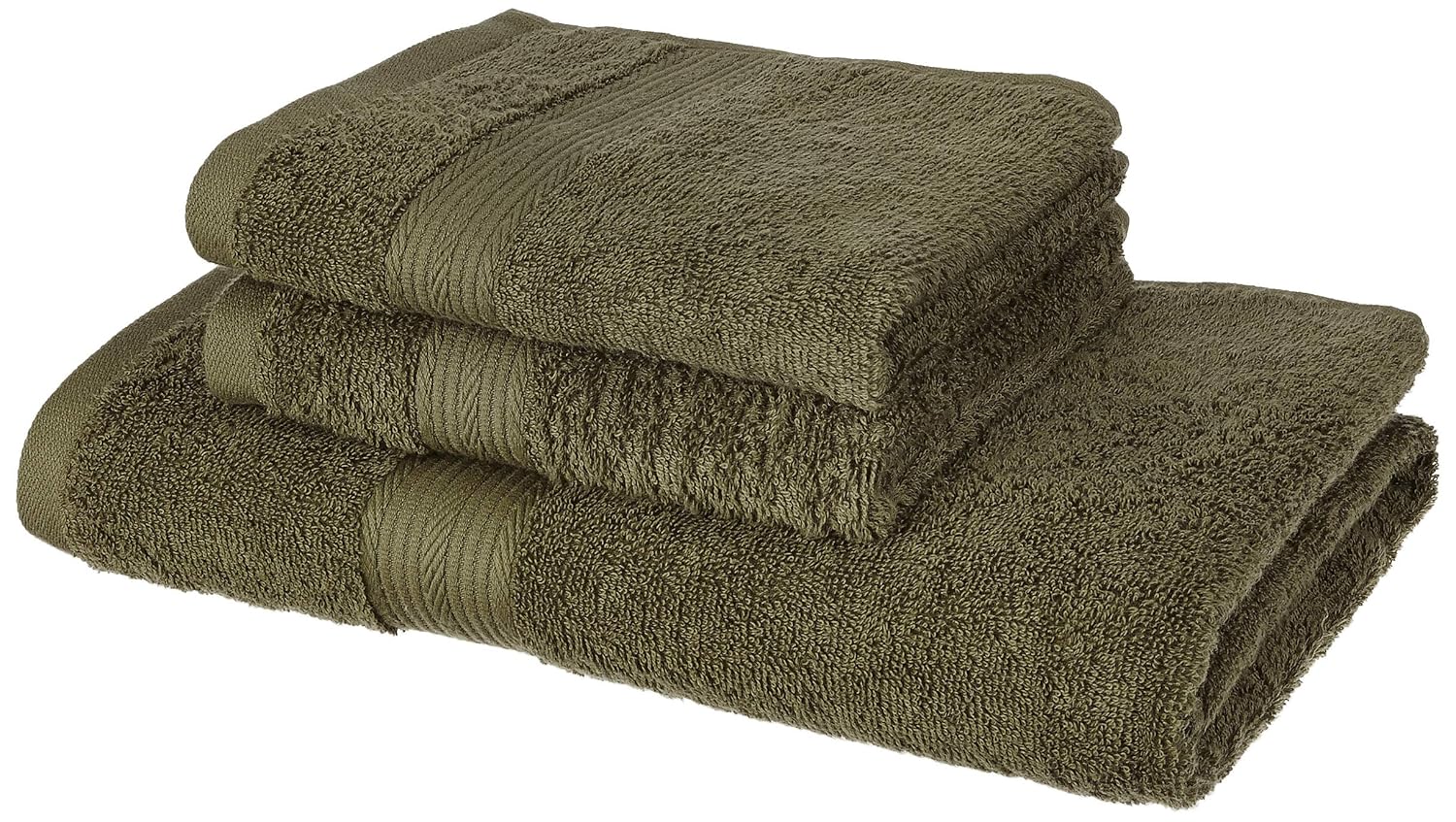 Amazon Brand Solimo 100 Cotton 3 Piece Towel Set, 500 GSM (Olive