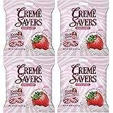 Cream Savers Strawberries &amp; Cream, 6.25 Ounce Bag (Pack of 4), Individually Wrapped Hard Candy, Strawberry Candy, The Hampton Candy Company