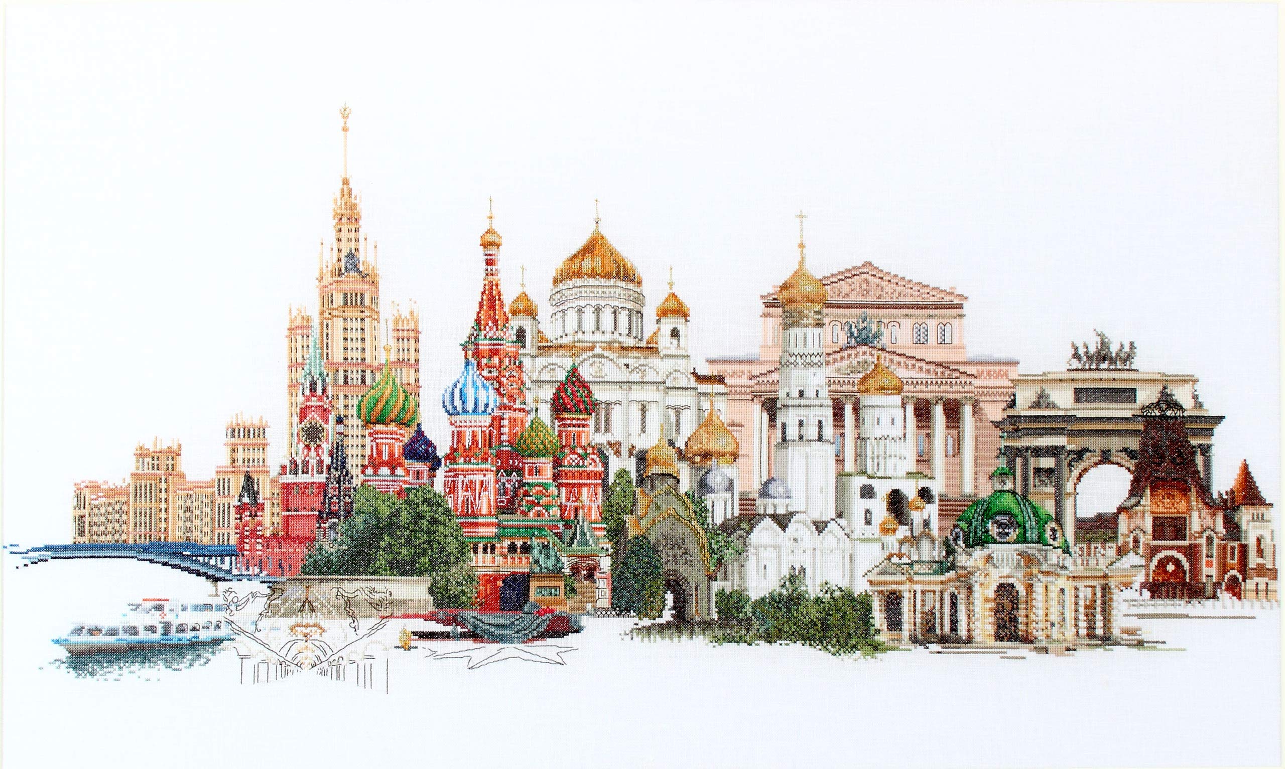 Thea Gouverneur Moscow on Linen, Fabric, Multi-Colour, 2 x 21 x 30 cm