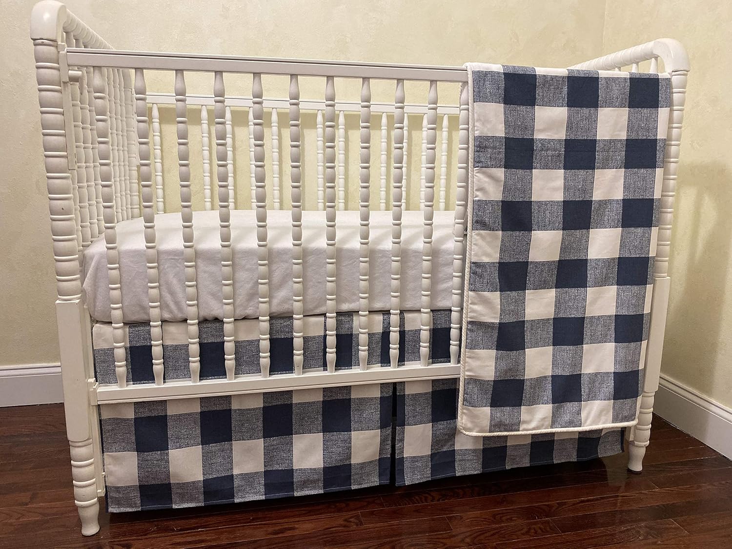 navy buffalo check crib bedding