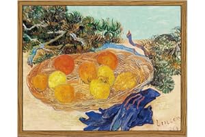 ARPEOTCY Framed Canvas Wall Art, Vintage Still Life Wall Art Home Decor, Vincent van Gogh Oil Painting for Living Room, Office, Farmhouse Decor, 8×10 inches (Oranges and Lemons)