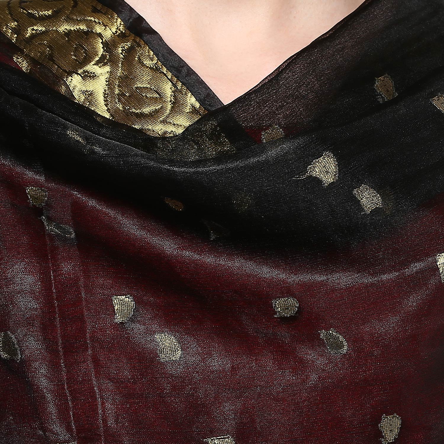 organza gold butti dupatta