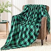 BEDELITE Plaid Fleece Throw Blanket for Couch, Green & Black Checkered Flannel Blanket, Cozy & Soft Buffalo Plaid Decor Blanket for Women, Men, 50"x60"