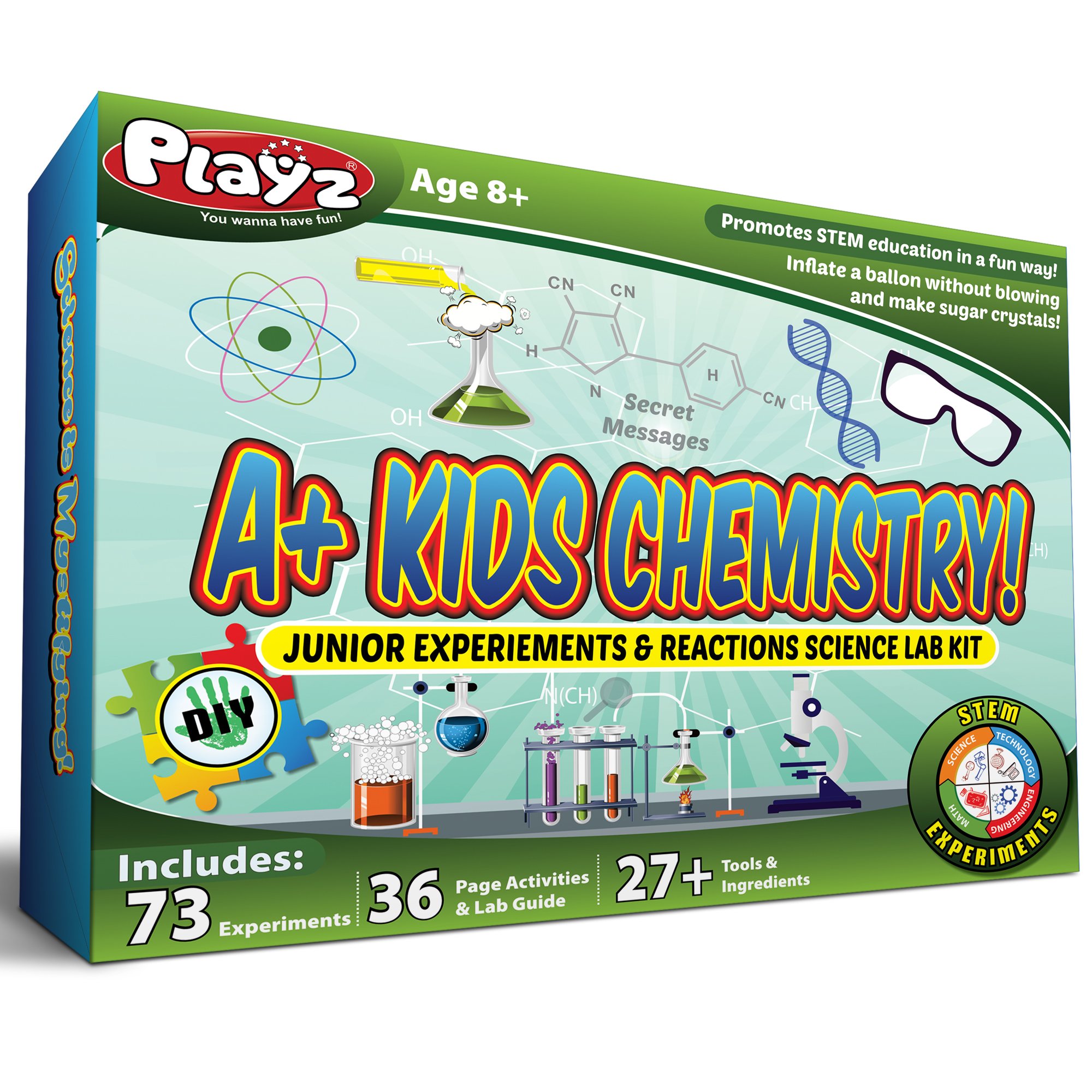 Playz STEM A+ Kids Chemistry Junior Experiments Reactions Science Lab Kit 72+ eBay