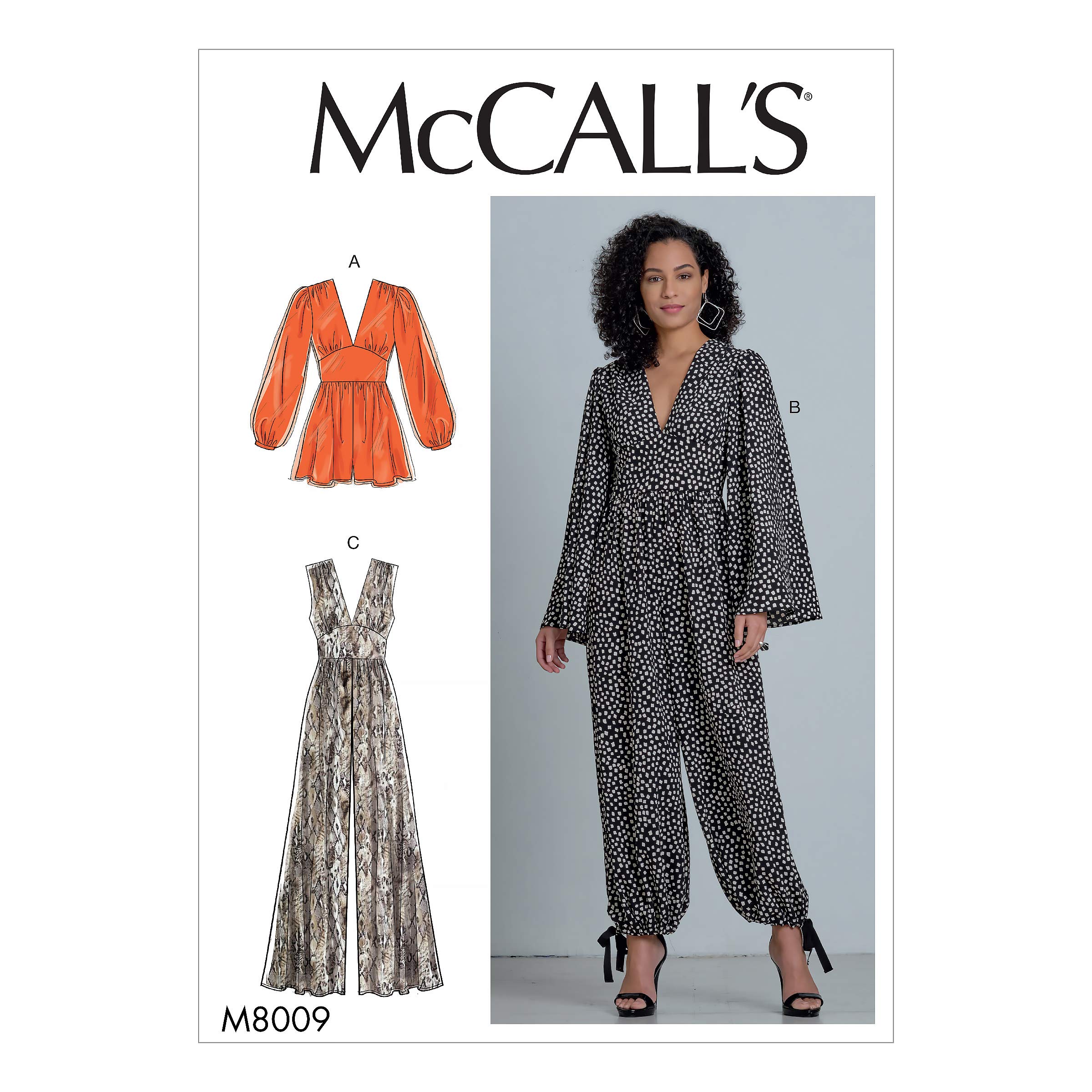 McCall's Sewing Pattern-M8009E5-Misses' Romper and Jumpsuits, White