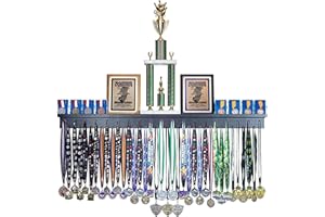 MEDALAWARDSRACK 4ft- Medal Awards Rack Premier Medal Hanger Display Rack and Trophy Shelf for Gymnastics, Soccer, Basketball, Football, and More. The Largest Medal and Award Display- 48”