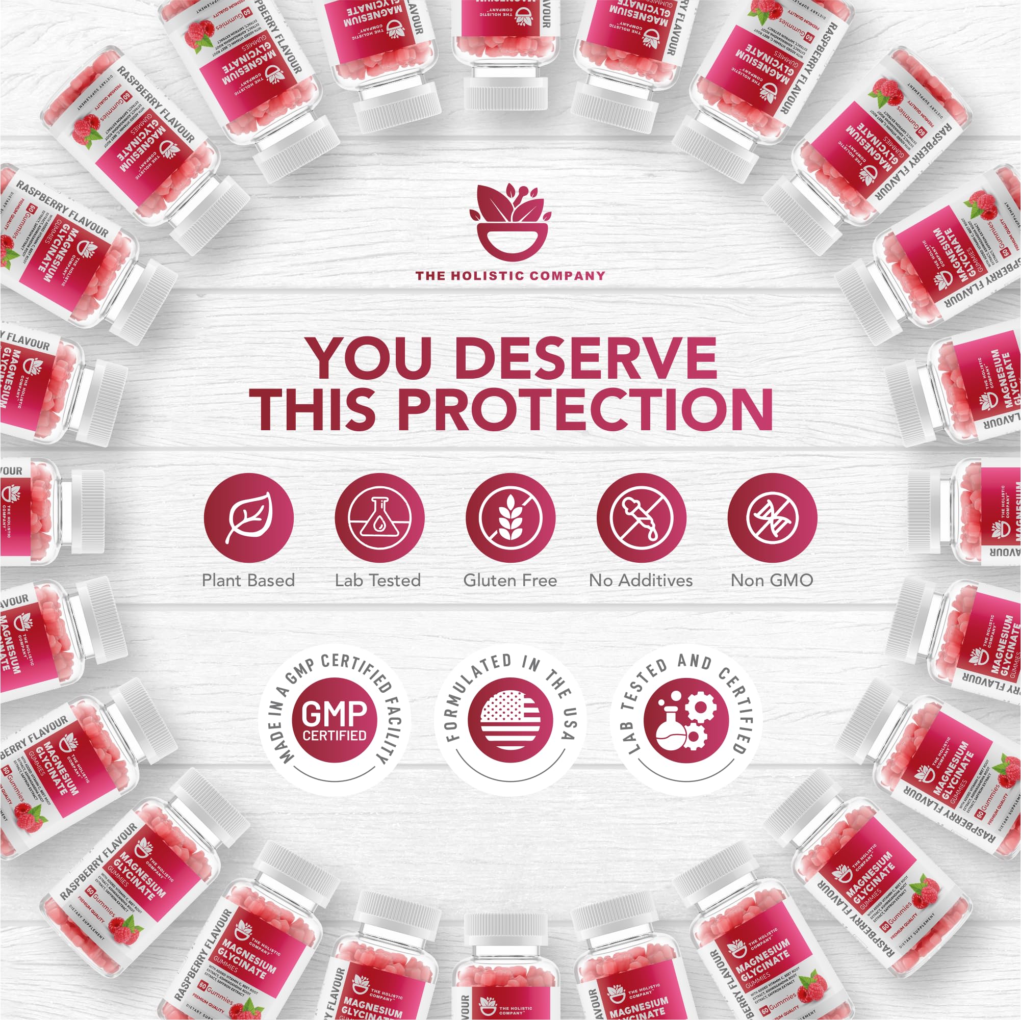 The Holistic Company Magnesium Glycinate Gummies 400MG for Adults & Magnesium for Kids - Premium Quality High Strength Magnesium Gummies