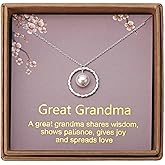 Sterling Silver Twisted Eternity Ring with Pearl & Great Grandma Necklace for Great Grandma's Birthday or Christmas