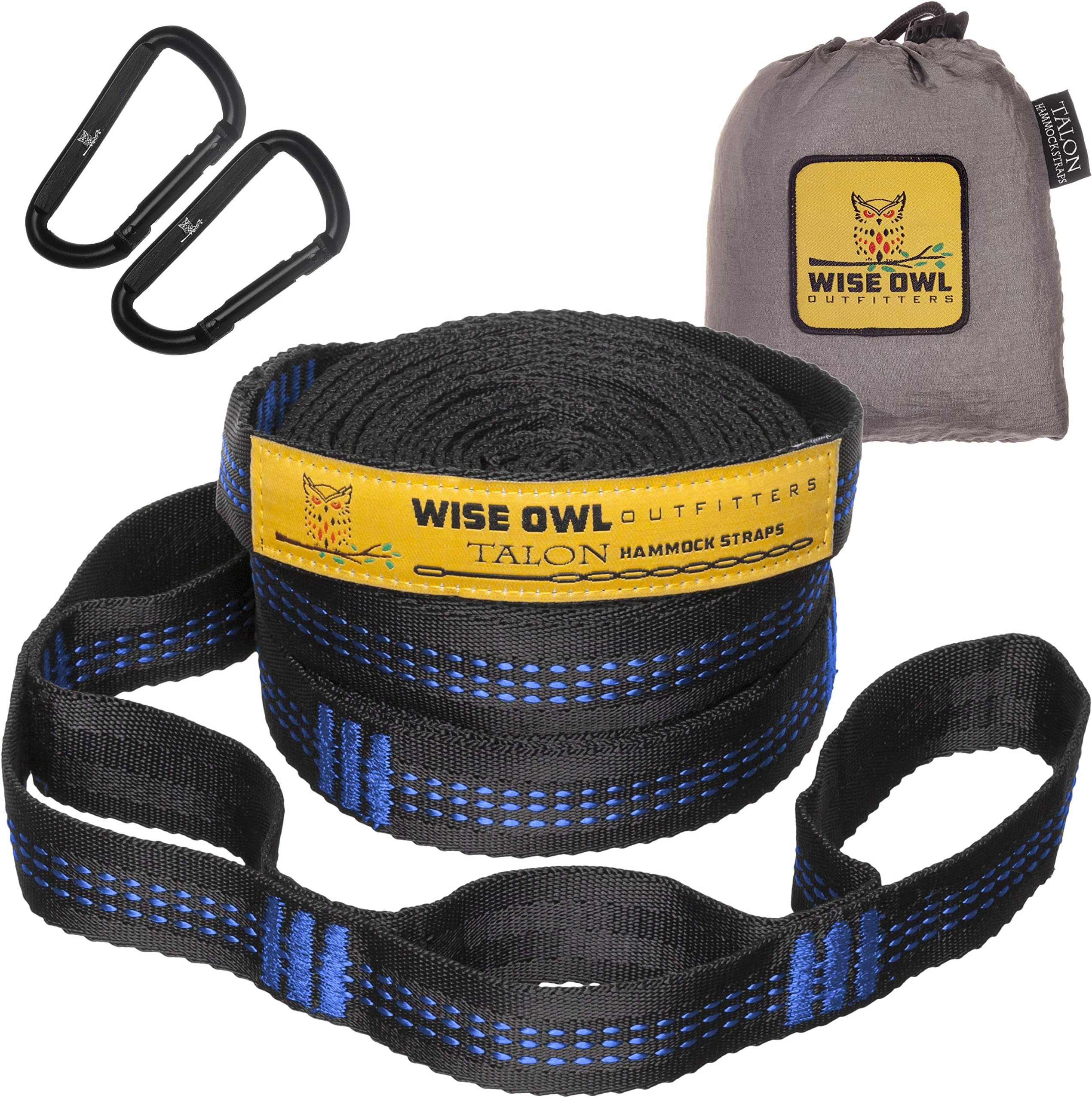 Wise Owl Outfitters XL Hammock Straps Combined 20 Ft Long, 38 Loops with 2 D Carabiners - Easily Adjustable Tree Friendly Must Have Accessories & Gear to Hang Camping Hammocks Like ENO