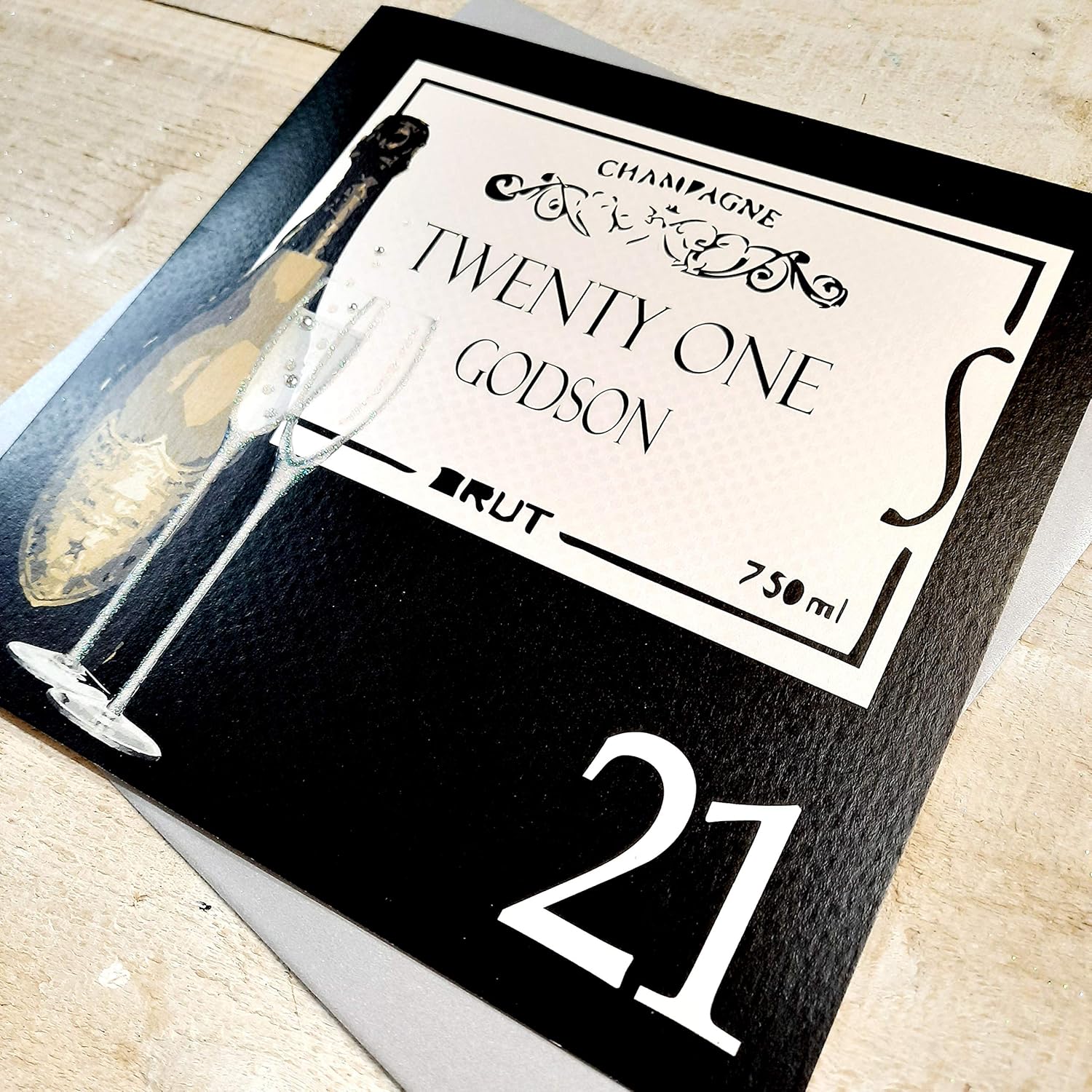 White Cotton Cards XBA21GOS Large Twenty One Godson Handmade 21st Birthday Card, 22cm x 22cm - Image 3