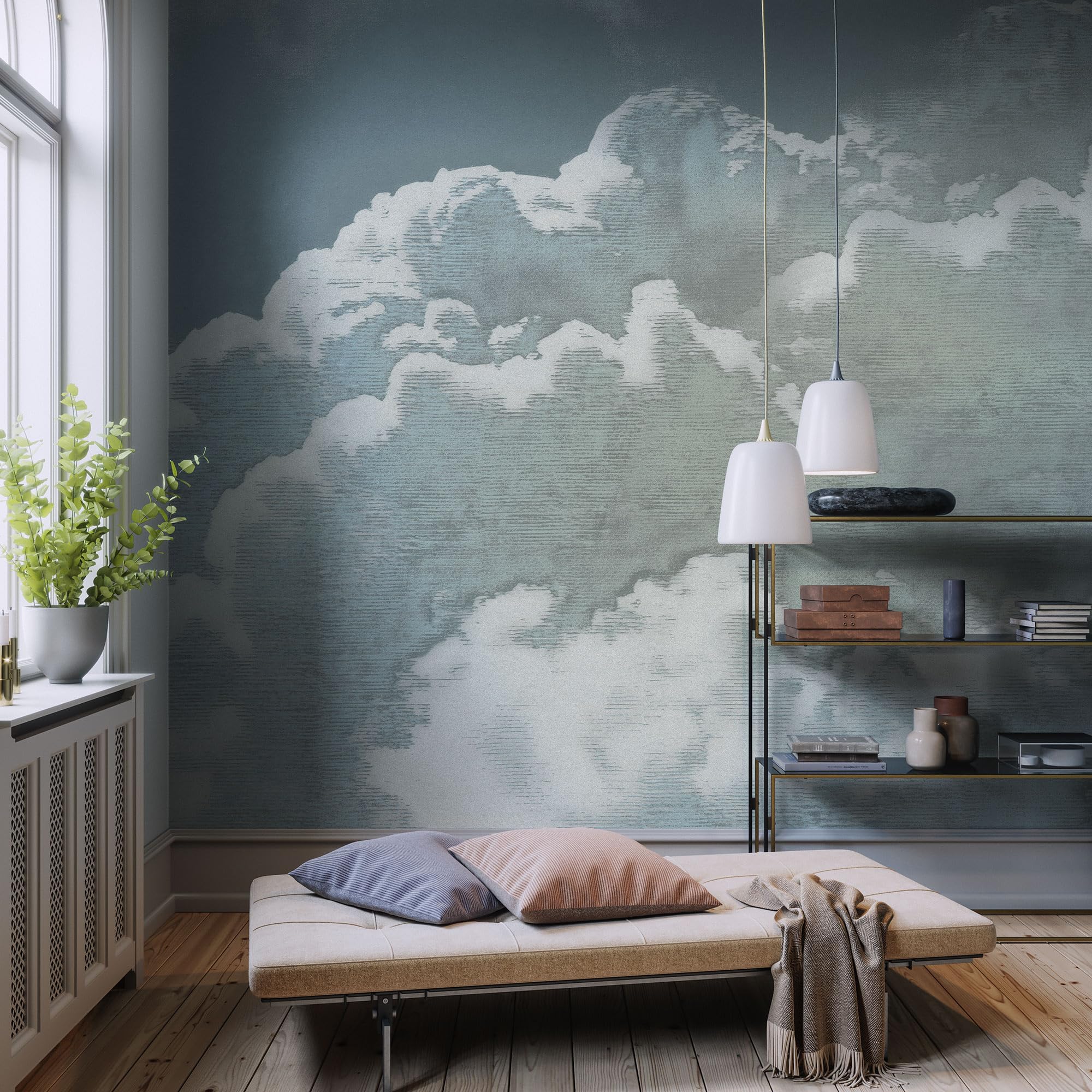 Komar Non-Woven Photo Wallpaper - Vintage Clouds - Size 250 x 250 cm - Wallpaper, Wall Decoration, Living Room, Bedroom, Office