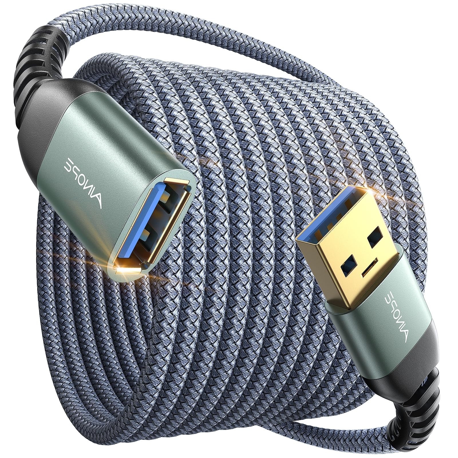 AINOPE USB Extension Cable,USB Extender,USB 3.0 Extension Cable, Male to Female Cord High Data Transfer Compatible with Webcam,USBKeyboard,Flash Drive,Hard Drive,Printer,10FT,Grey