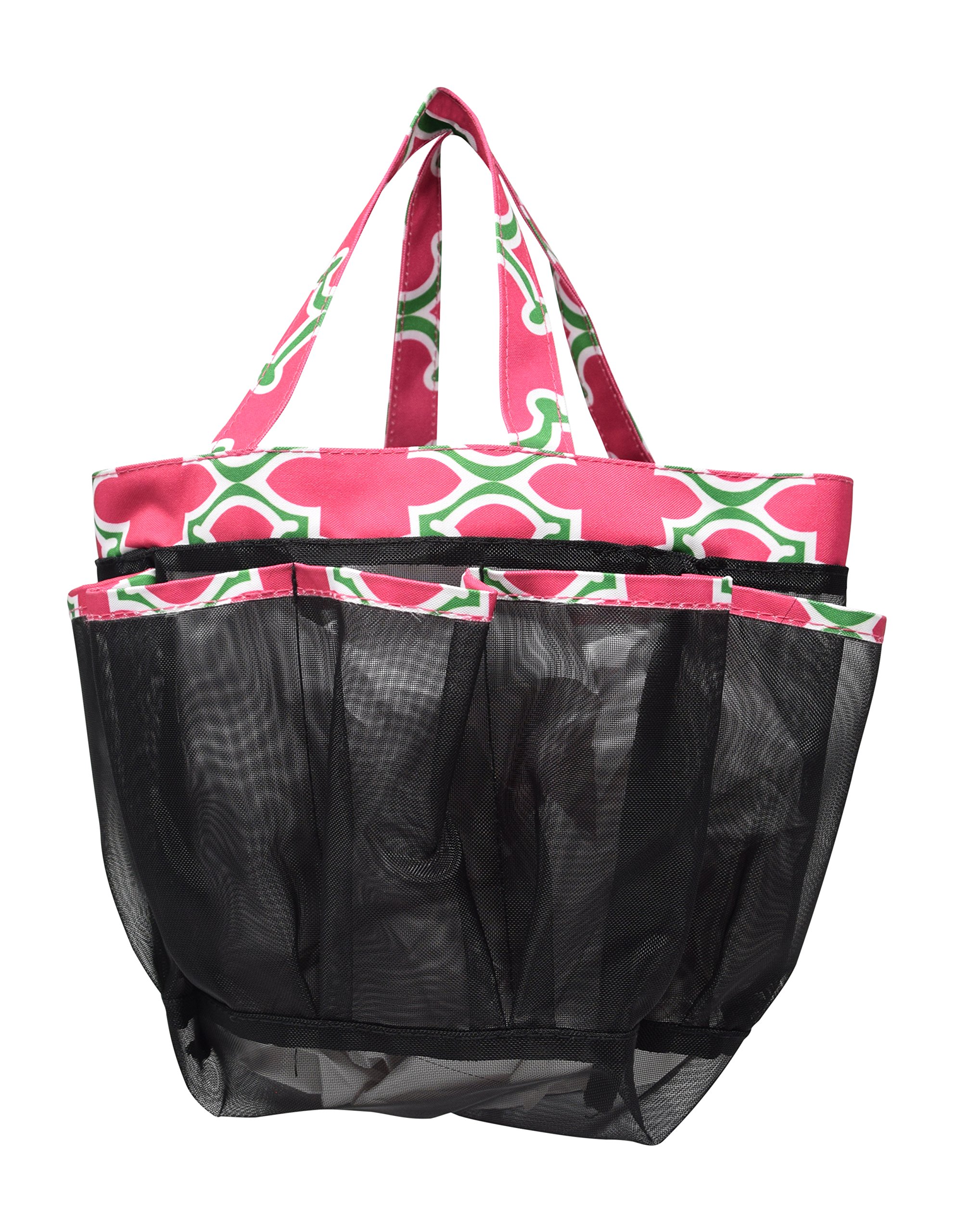 8 Pocket Large Mesh Shower Caddy Tote With Fabric Double Handles For