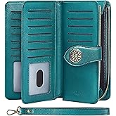 Travelambo Women's Wallet RFID Blocking Credit Card Holder Large Capacity Wristlet Leather Wallets Purse