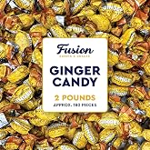 Ginger Hard Candy, Individually Wrapped, Bulk 2lb, Gluten-Free | Approx. 180 Pieces of Pure Ginger Candy for Nausea Relief, Heat-Sealed Bag for Easy Serving and Storage