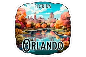 NO THORNS MEDIA Orlando Florida Sticker Weatherproof Vintage Decal Vinyl Waterproof for Water Bottle Mug Passport Scrapbook Notebook Laptop Tumbler 4" Gift ID44990