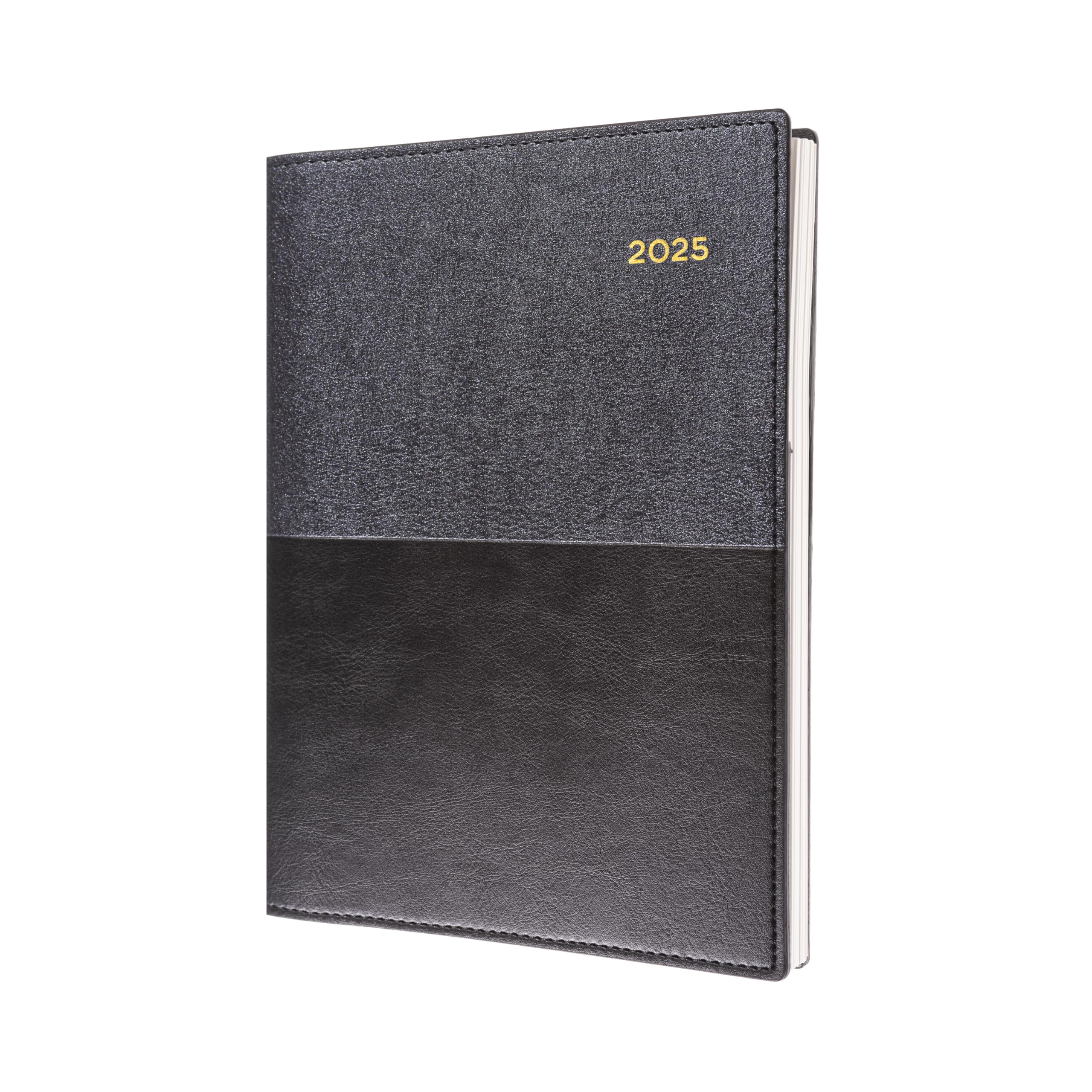 Collins Valour 2025 Planner - A5 Day to a Page Diary (with Appointments) - Black - (VAL251.99-25) - Professional Daily Planner with Duo-Textured PU Leather Covers