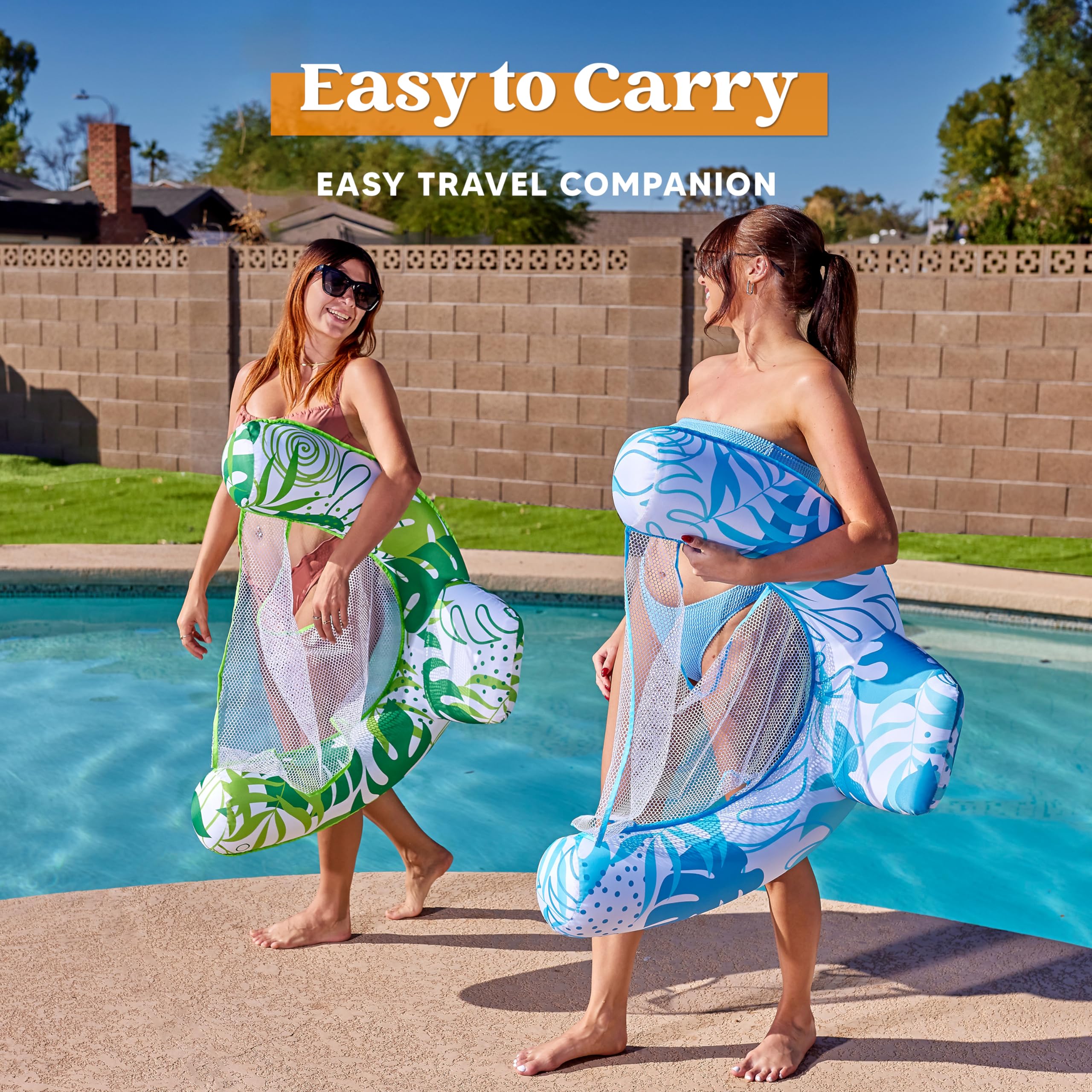 SLOOSH Pool Floats Chairs Adult,2 Pack Floating Water Hammock Chair,Inflatable Lounge with headrest for Adults,Blow up Pool Noodles Floats for Swimming Party Summer Water Fun