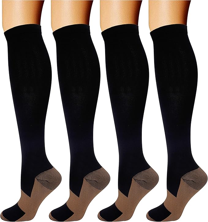 Amazon.com: 4 Pairs Compression Socks for Men and Women 20-30 mmHg ...