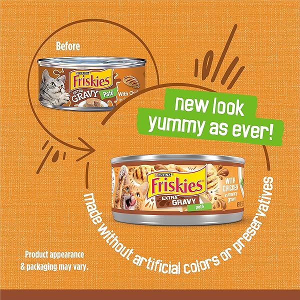 PURINA FRISKIES GRAVY PATE, WET CAT FOOD EXTRA GRAVY PATE WITH CHICKEN IN SAVORY – (PACK OF 24) 5.5 OZ. CANS