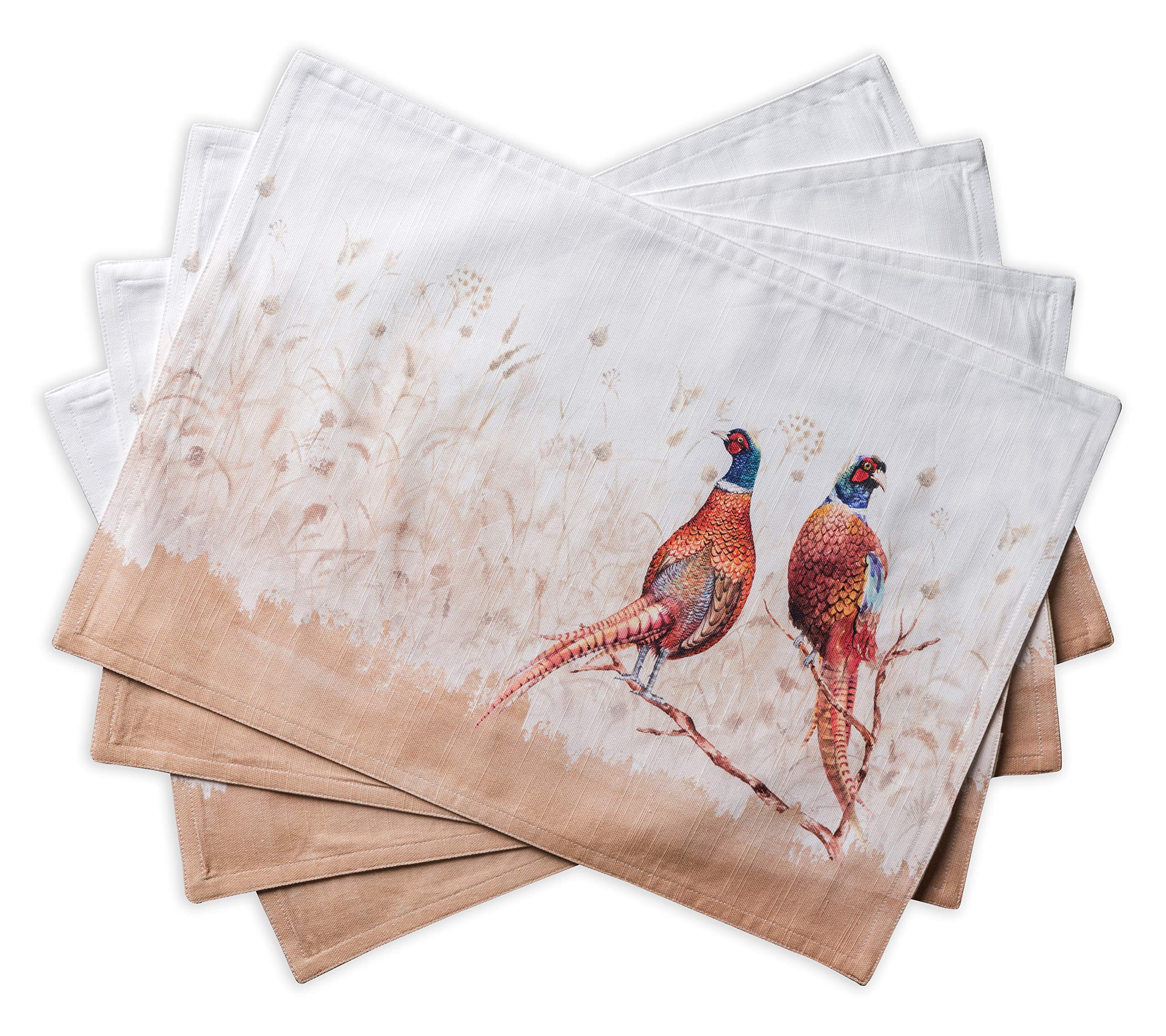 Maison d' Hermine Placemats Set of 4 100% Cotton Washable Cloth Place Mats, Reusable Table Mats for Christmas Decorations Kitchen Dining Party Wedding Restaurant (Faisan D'Automne, 33 CM x 48 CM) — image 1