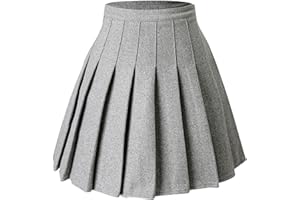Hoerev Women Girls Thick Wool Fabric for Cold Weather Versatile Plaid Pleated Skirt with Shorts