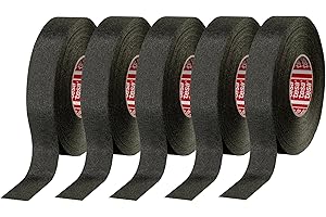 tesa 51036 High-Performance PET Cloth Automotive Wire Harness Tape, Black, 19mm x 25m, 5 Rolls