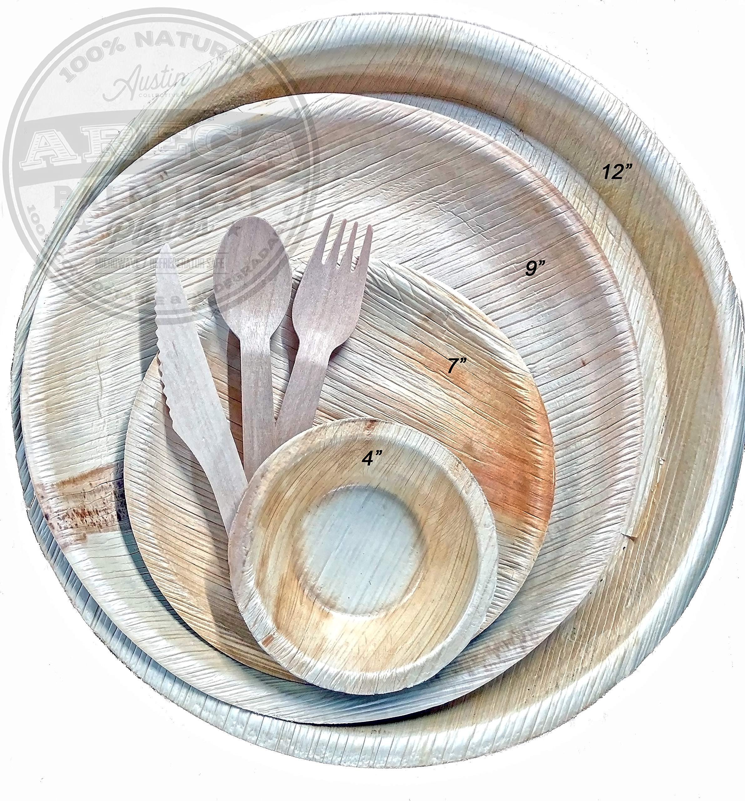 Areca Palm Leaf Plates - Natural Compostable Dinnerware for Picnic, Camping, Party, Wedding, Birthday, Thanksgiving, Christmas - Biodegradable, Microwavable Dining Supplies (4\
