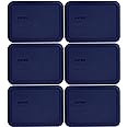 Pyrex Bundle - 6 Items: 7210-PC 3-Cup Blue Plastic Food Storage Lids