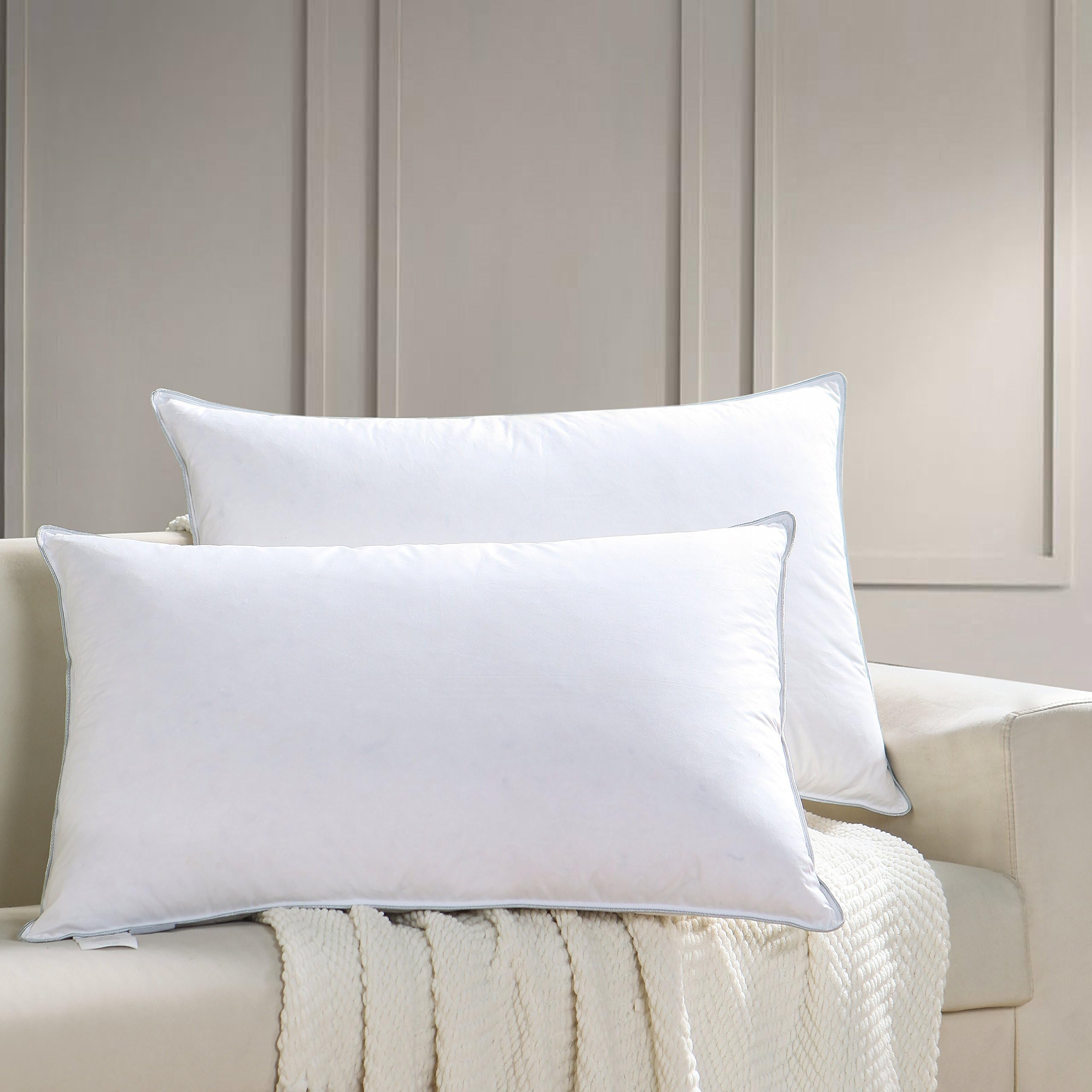 AIKOFUL White Goose Down and Feather Bed Pillow, King Size Soft, Set of 2,100% Natural and Clean Cotton Cover
