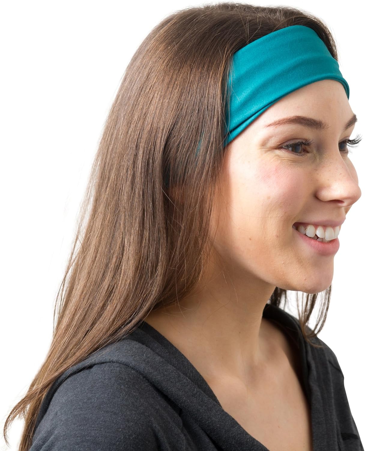 RiptGear Wide Headbands for Women - Workout Headbands for Yoga Running and Gym - Cute Thick Non-Slip Sweatbands - Teal Solid: Sports & Outdoors