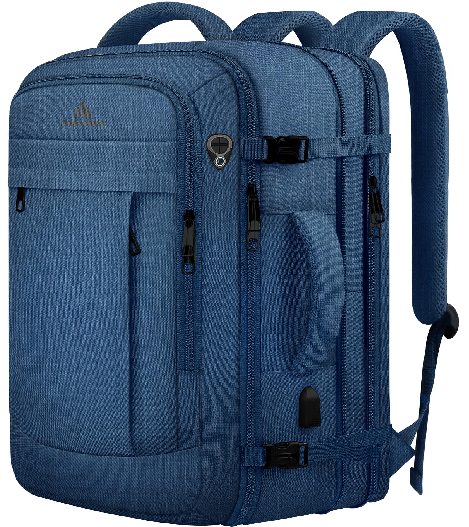 Photo 1 of AREYTECO 55L Big Capacity Carry On Laptop Backpack Large Travel Backpack for Men, Expandable Water Resistant Overnight Weekender Luggage Gym Daypack Rucksack Traveling Backpack, Traveler Gifts, Blue