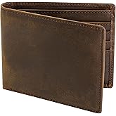 Top Grain Leather Wallet for Men | RFID Blocking | Extra Capacity Bifold Wallet with 2 ID Windows | Ultra Strong Stitching | 