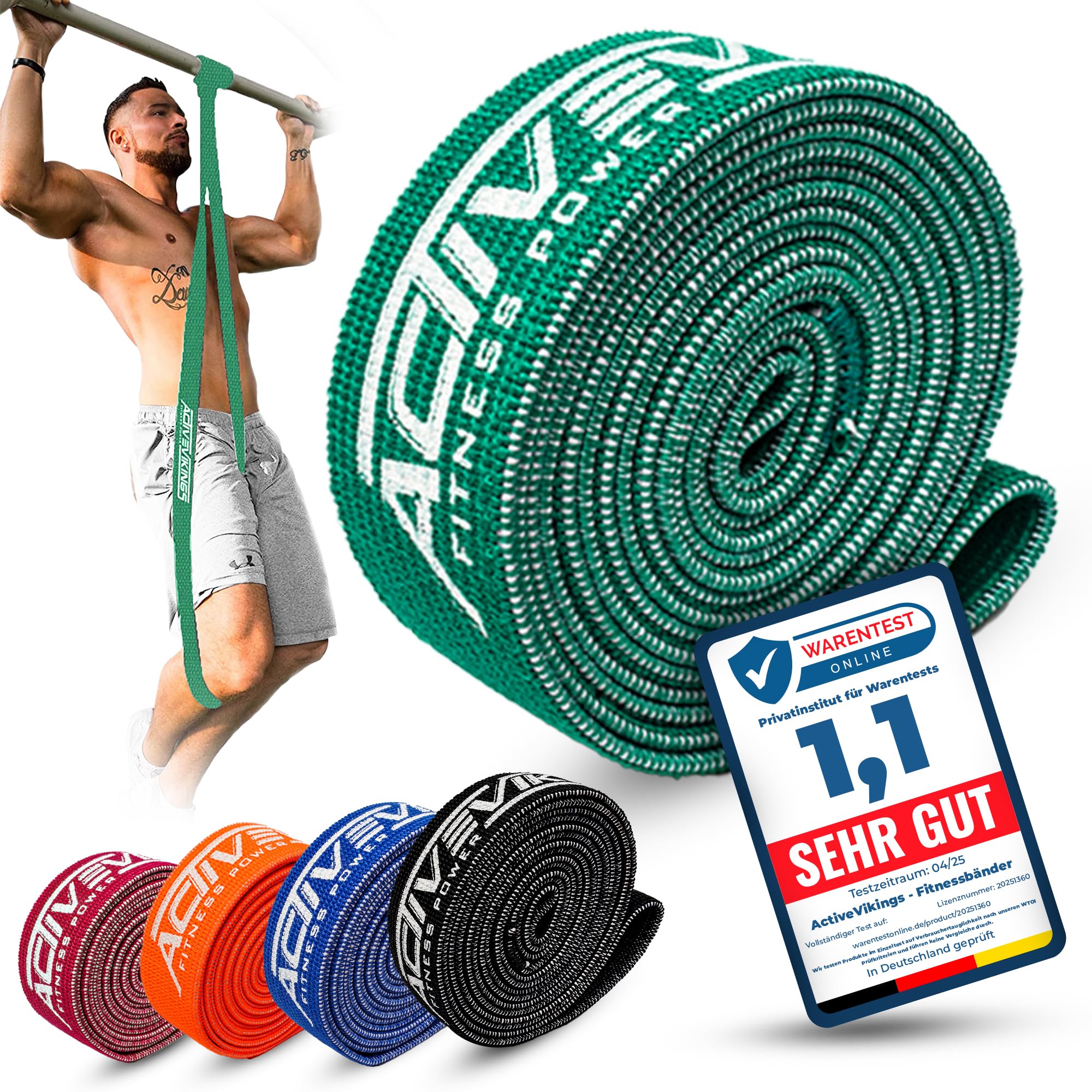 ActiveVikings Pull-Up Fabric Fitness Bands - Perfect for Muscle Building - Fitness Band Pull-Up Bands Resistance Bands