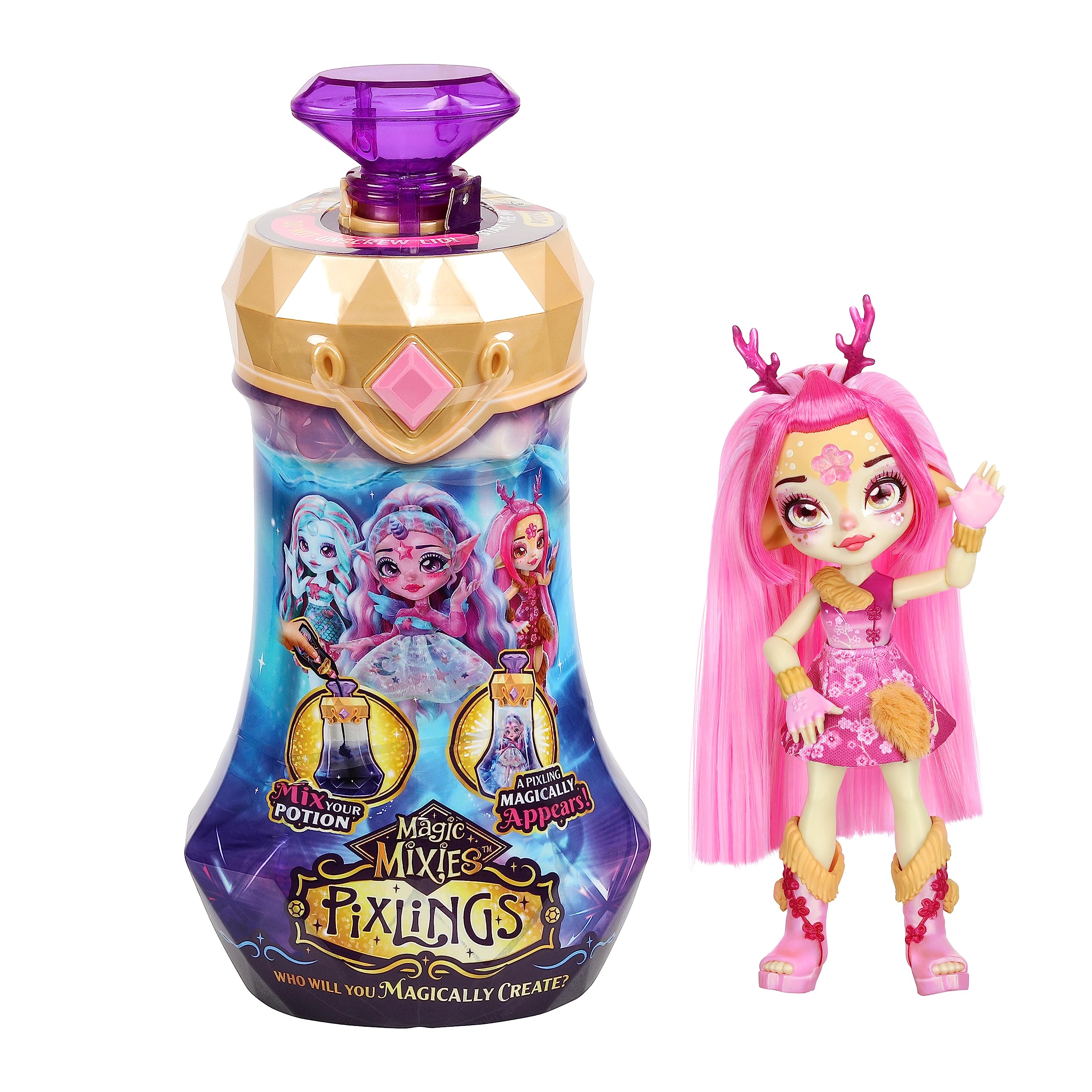 Magic Mixies - Pixlings, Deerlee The Deer Pixling, Create And Mix A Magic Potion That Magically Reveals A Beautiful 6.5" Pixling Doll Inside A Potion Bottle! — image 1