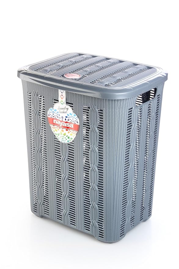 Nayasa Knitting Plastic Laundry Basket, Grey Amazon.in Home & Kitchen