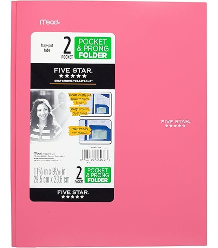 Amazon.com : Five Star 2 Pocket Folder with Prong Fasteners
