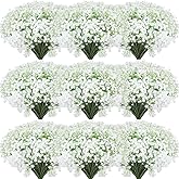 Janinka 50 Pcs Baby Breath Artificial Flowers Bulk Artificial Baby Breath Gypsophila Flower 20.8 Inch Real Touch Faux Gypsophila Bouquet Fake Floral Greenery for Wedding Party Decor (White)